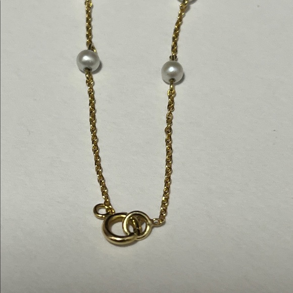 14K Gold + Black Onyx w/ double-sided Diamonds on stationed Pearl chain bracelet - Picture 6 of 14